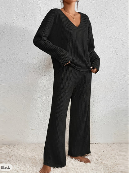 Ribbed Long Sleeve Pajama Set