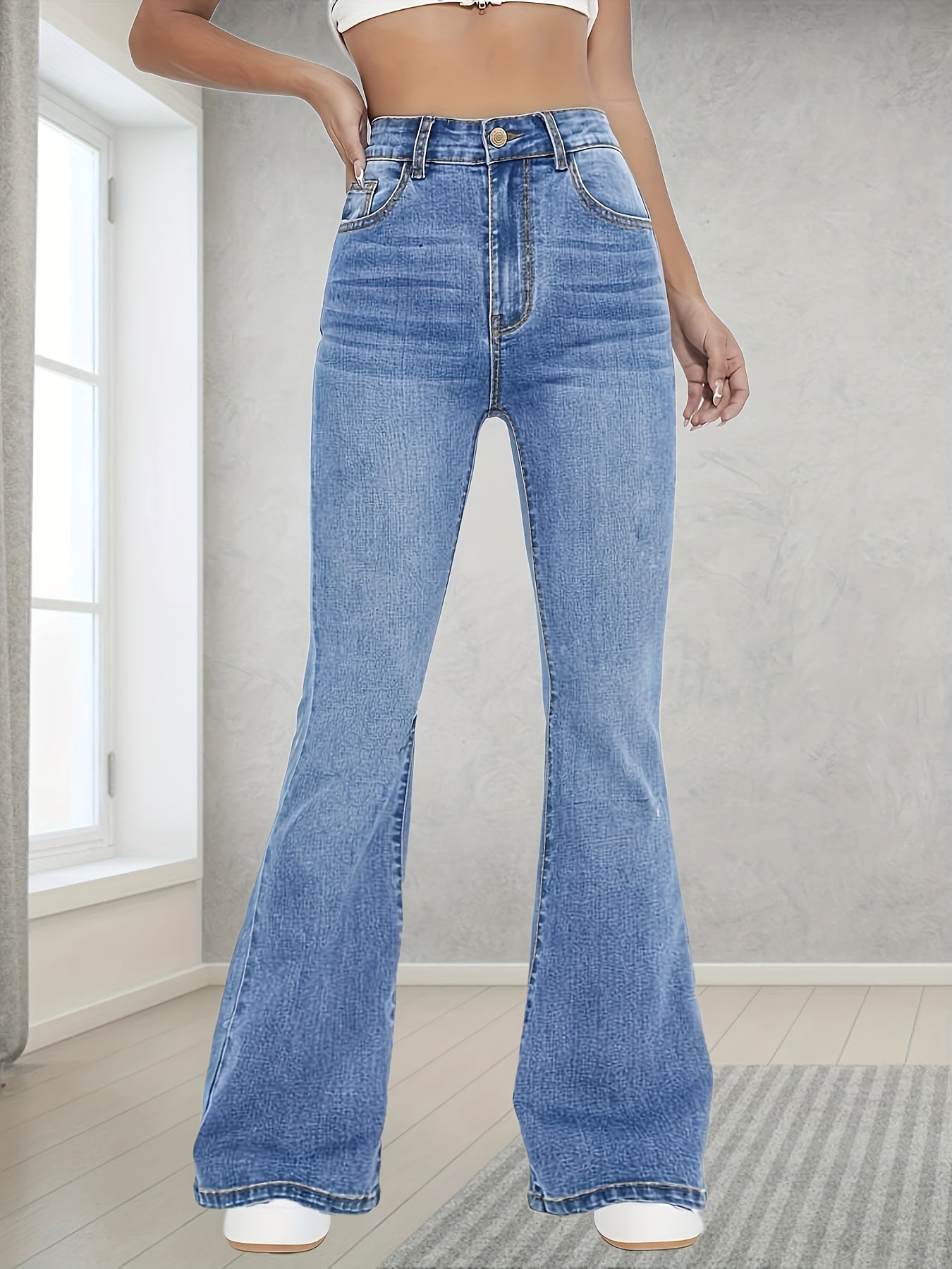 High-Waisted Flared Jeans