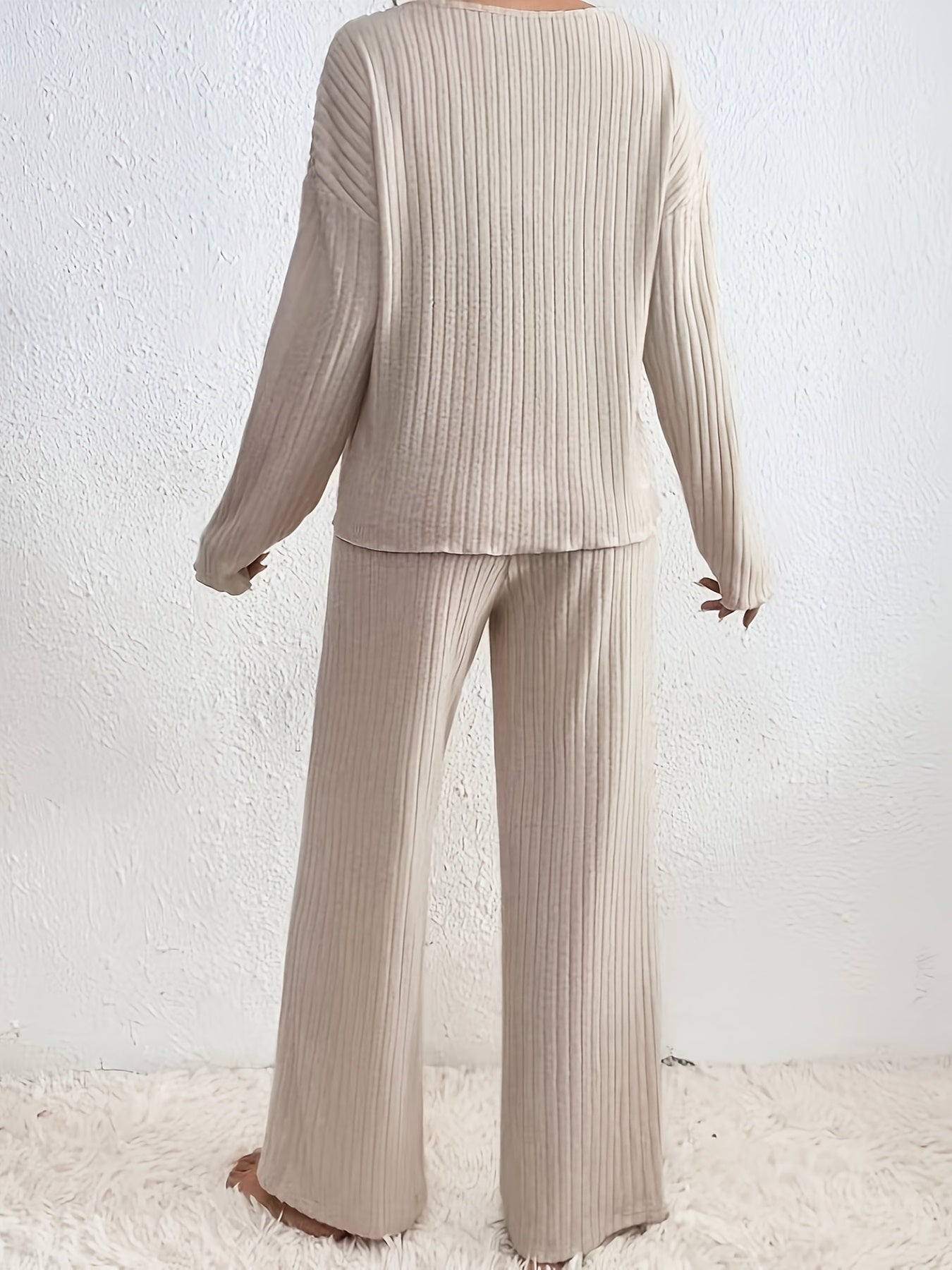 Ribbed Long Sleeve Pajama Set